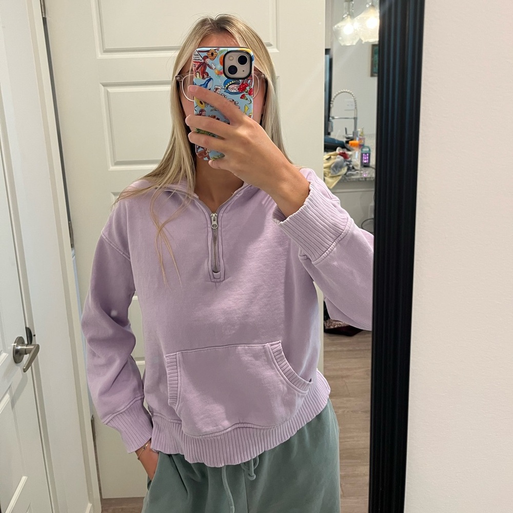 Pastel Purple Half Zip Sweatshirt